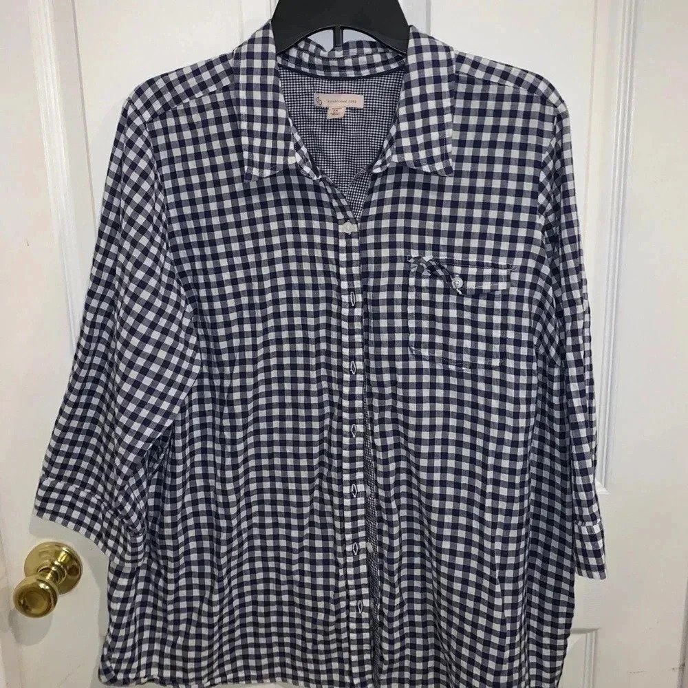 Cb checkered 3/4 sleeves sz 2x